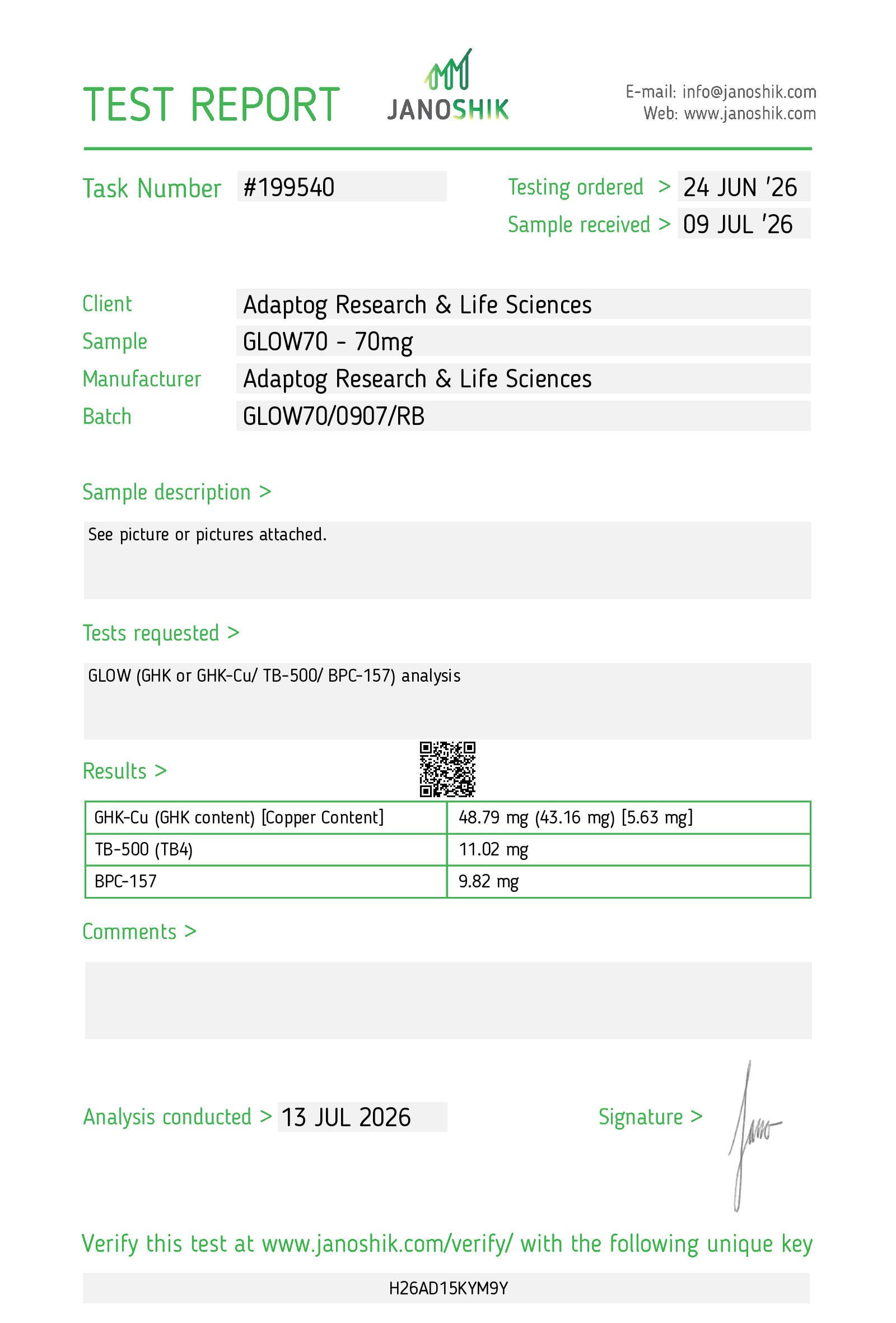 Glow research peptide